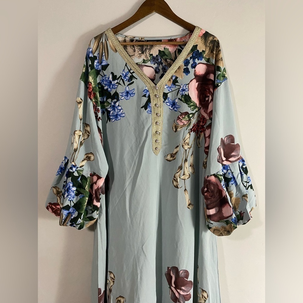 Shein - Floral Ruffle Hem Smock Maxi Dress - Picture 4 of 12